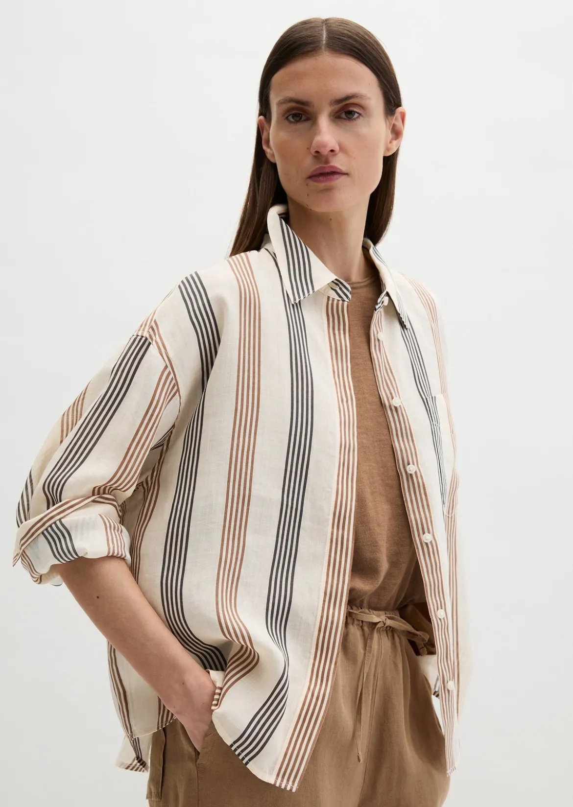 Bluse regular aus weicher Ramiefaser