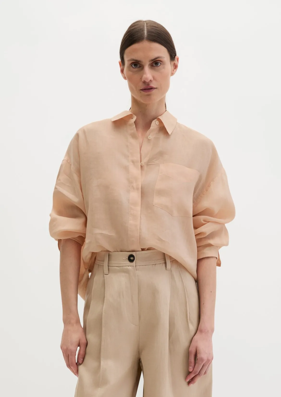 Bluse regular aus weicher Ramiefaser