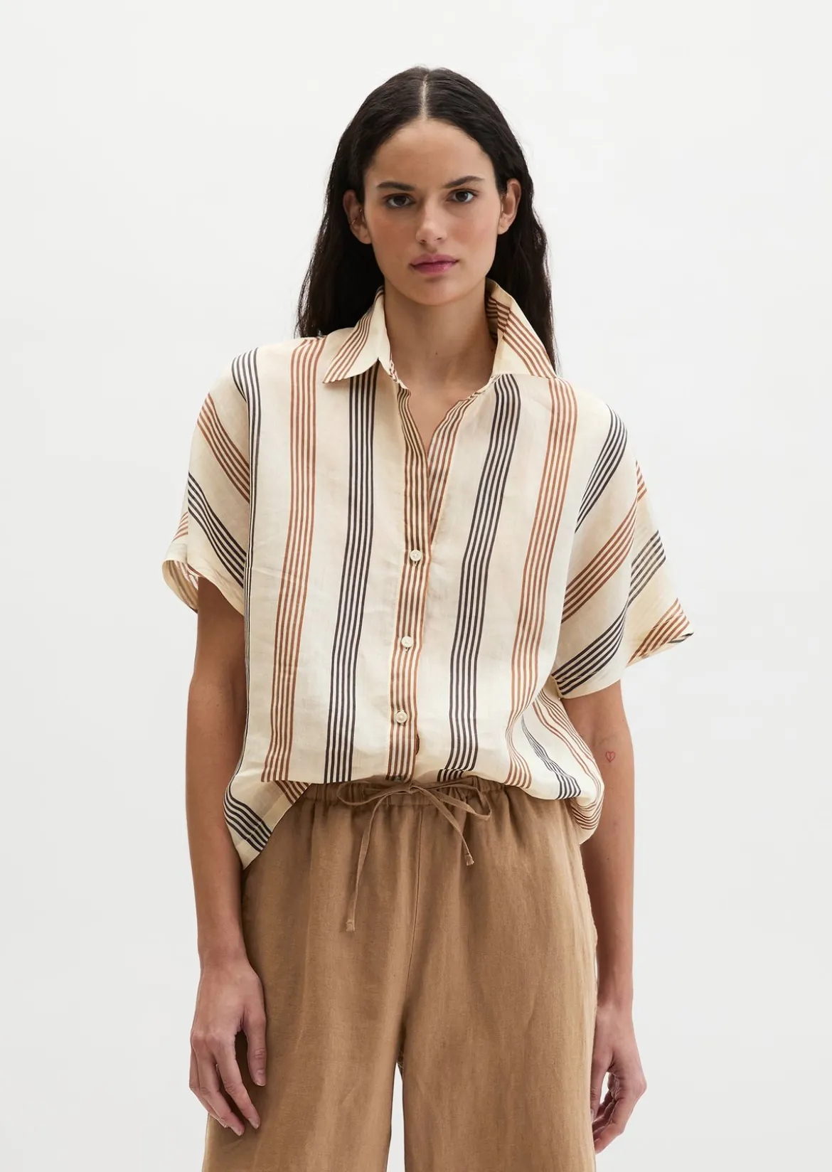 Bluse regular aus weicher Ramiefaser
