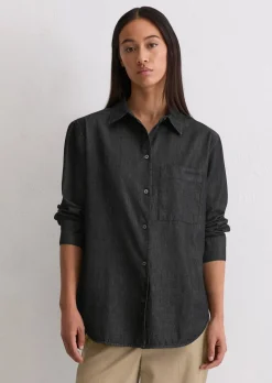 Bluse relaxed aus Baumwoll-Chambray