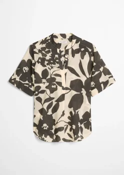 Bluse relaxed aus bedrucktem Baumwoll-Voile