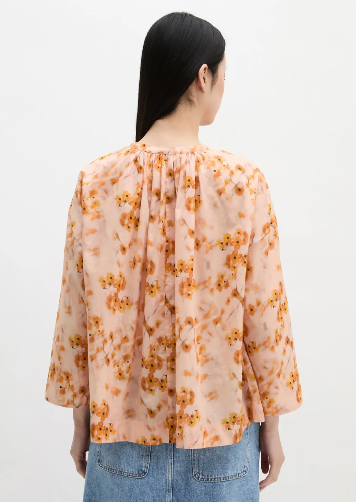 Bluse relaxed aus bedrucktem Baumwoll-Voile
