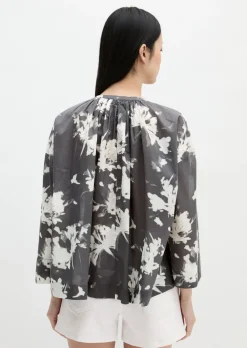 Bluse relaxed aus bedrucktem Baumwoll-Voile