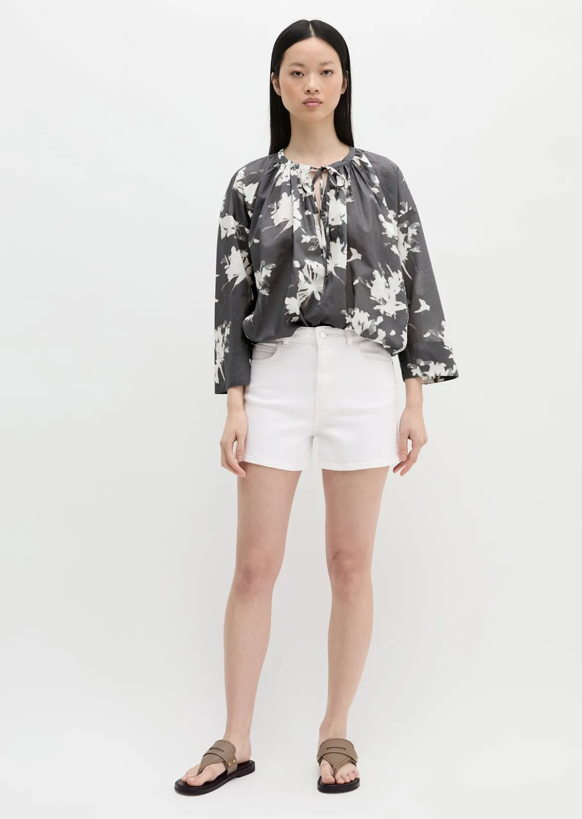 Bluse relaxed aus bedrucktem Baumwoll-Voile