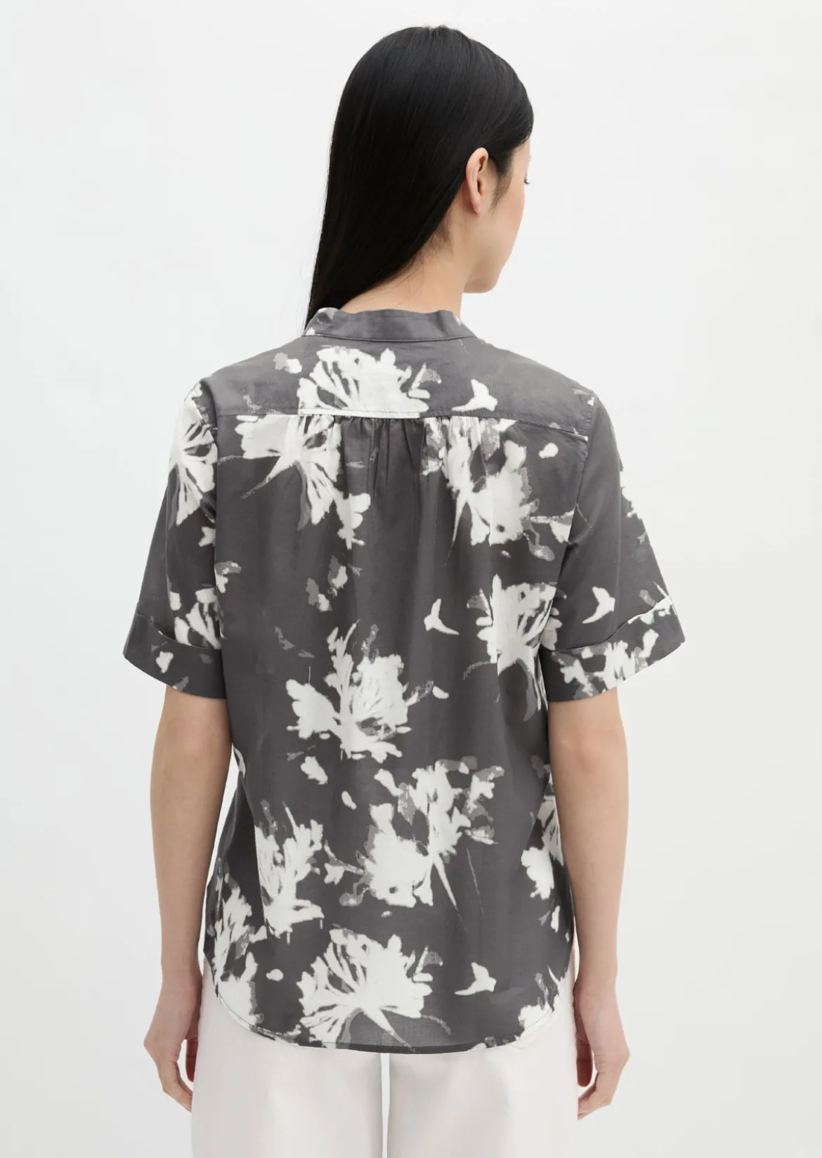 Bluse relaxed aus bedrucktem Baumwoll-Voile