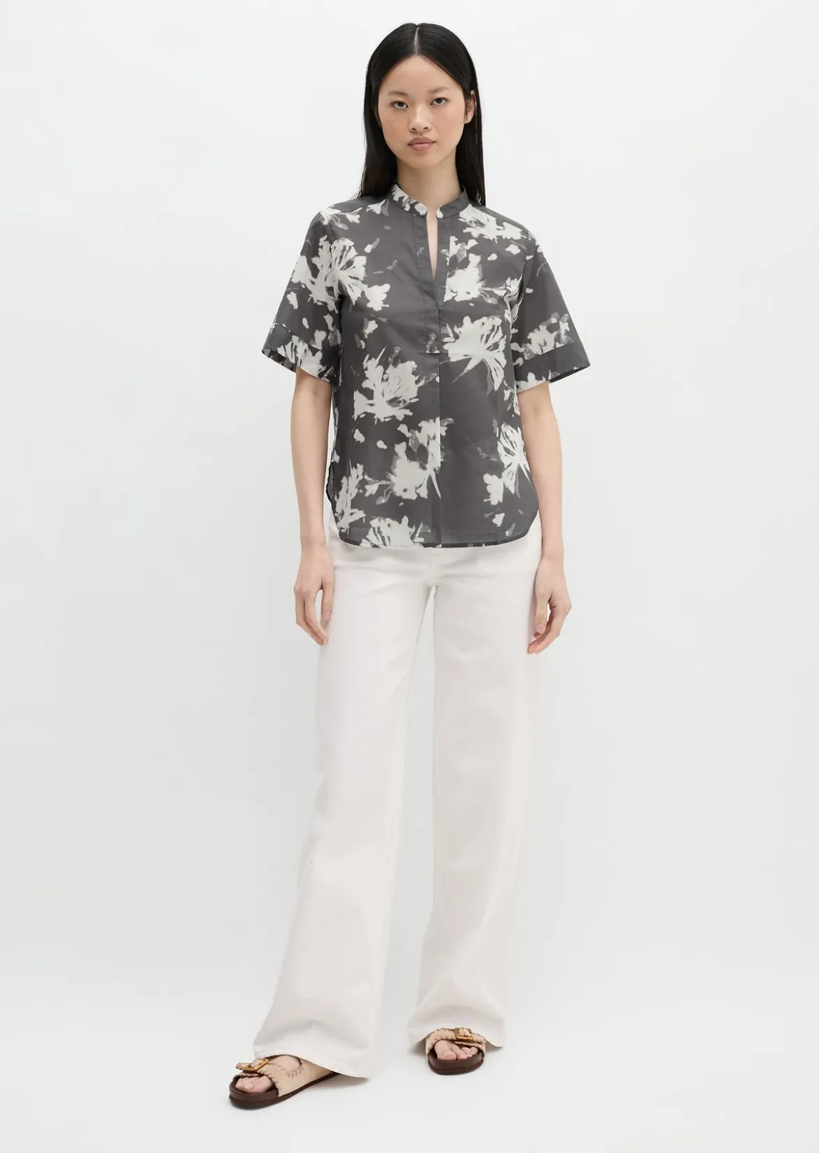 Bluse relaxed aus bedrucktem Baumwoll-Voile
