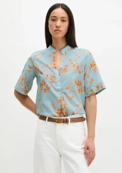 Bluse relaxed aus bedrucktem Baumwoll-Voile