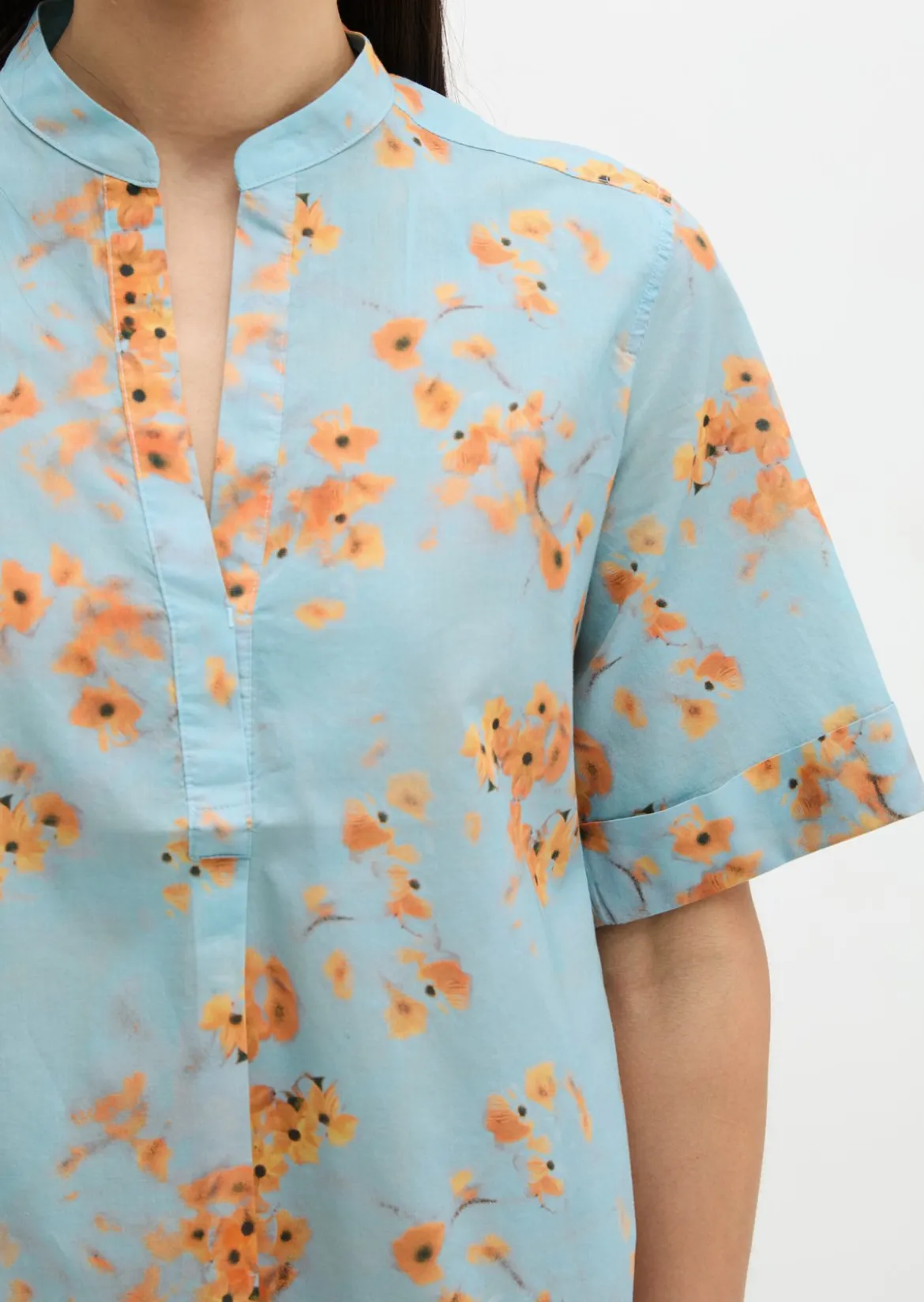 Bluse relaxed aus bedrucktem Baumwoll-Voile