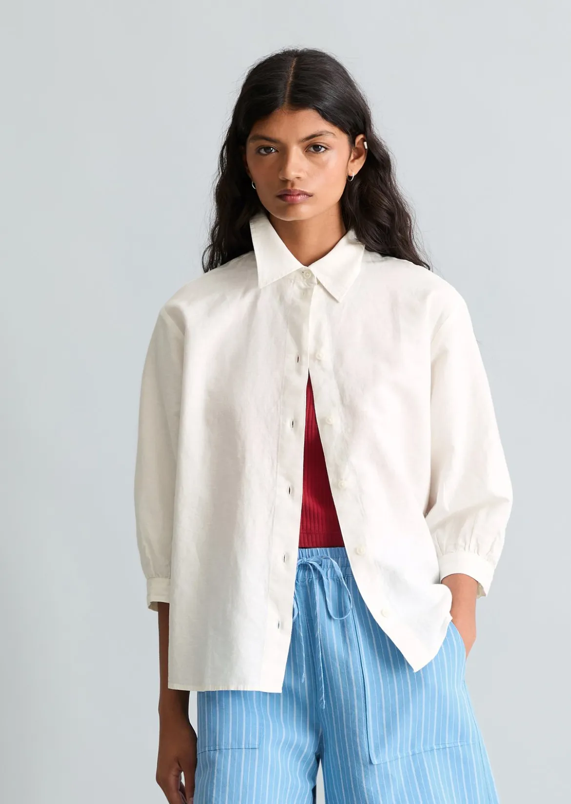 Bluse relaxed aus Leinen-Baumwolle-Mix
