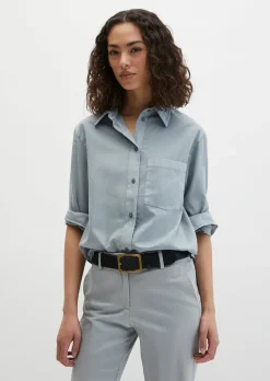 Bluse relaxed cropped aus Baumwoll-Satin