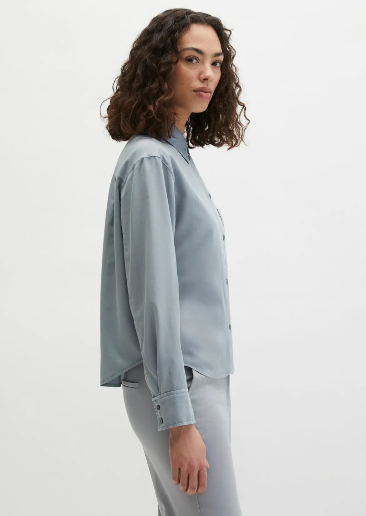 Bluse relaxed cropped aus Baumwoll-Satin
