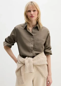 Bluse relaxed cropped aus Baumwoll-Satin