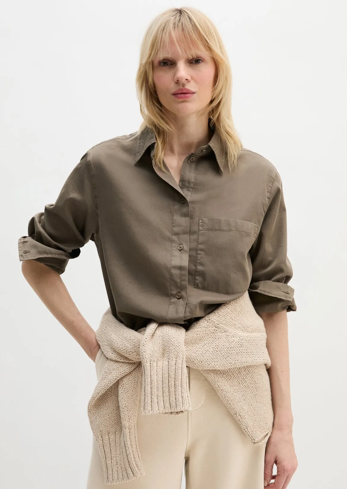 Bluse relaxed cropped aus Baumwoll-Satin