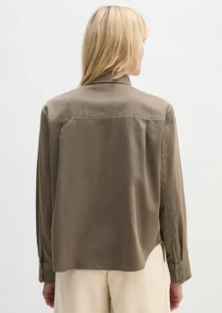 Bluse relaxed cropped aus Baumwoll-Satin