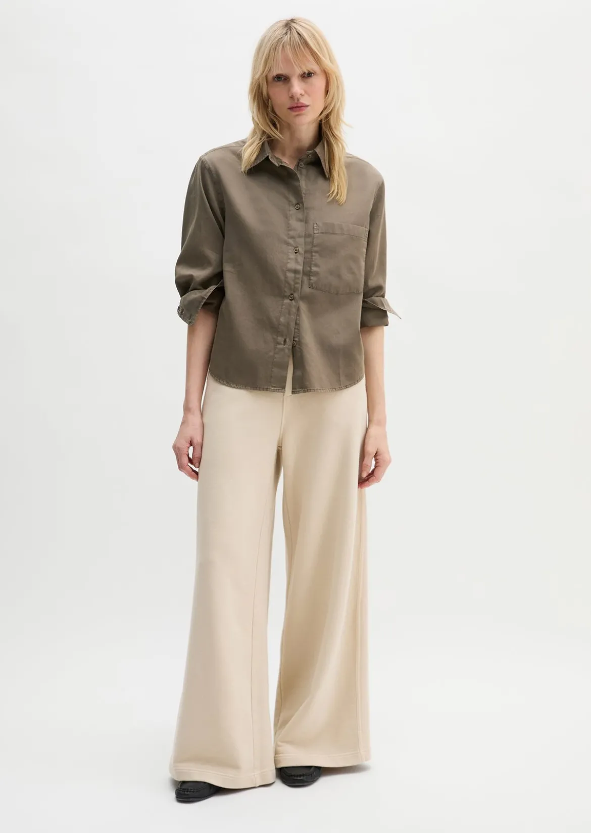 Bluse relaxed cropped aus Baumwoll-Satin