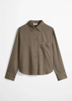 Bluse relaxed cropped aus Baumwoll-Satin