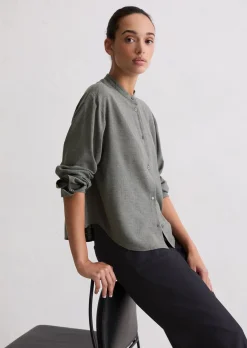 Bluse relaxed cropped aus Viskose-Twill