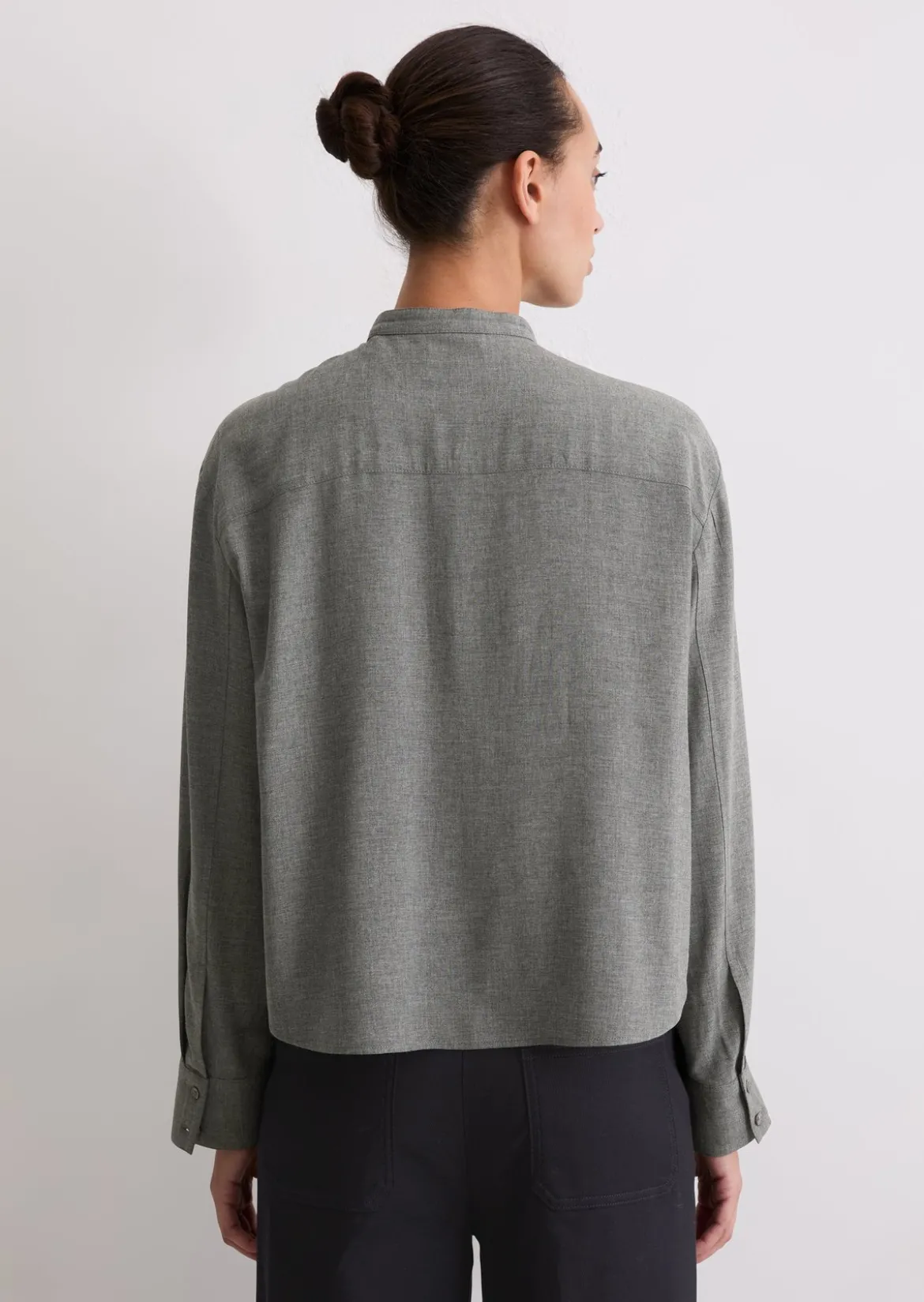 Bluse relaxed cropped aus Viskose-Twill