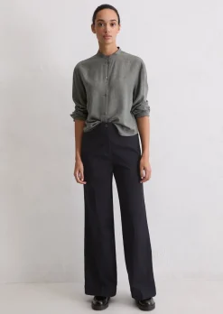 Bluse relaxed cropped aus Viskose-Twill