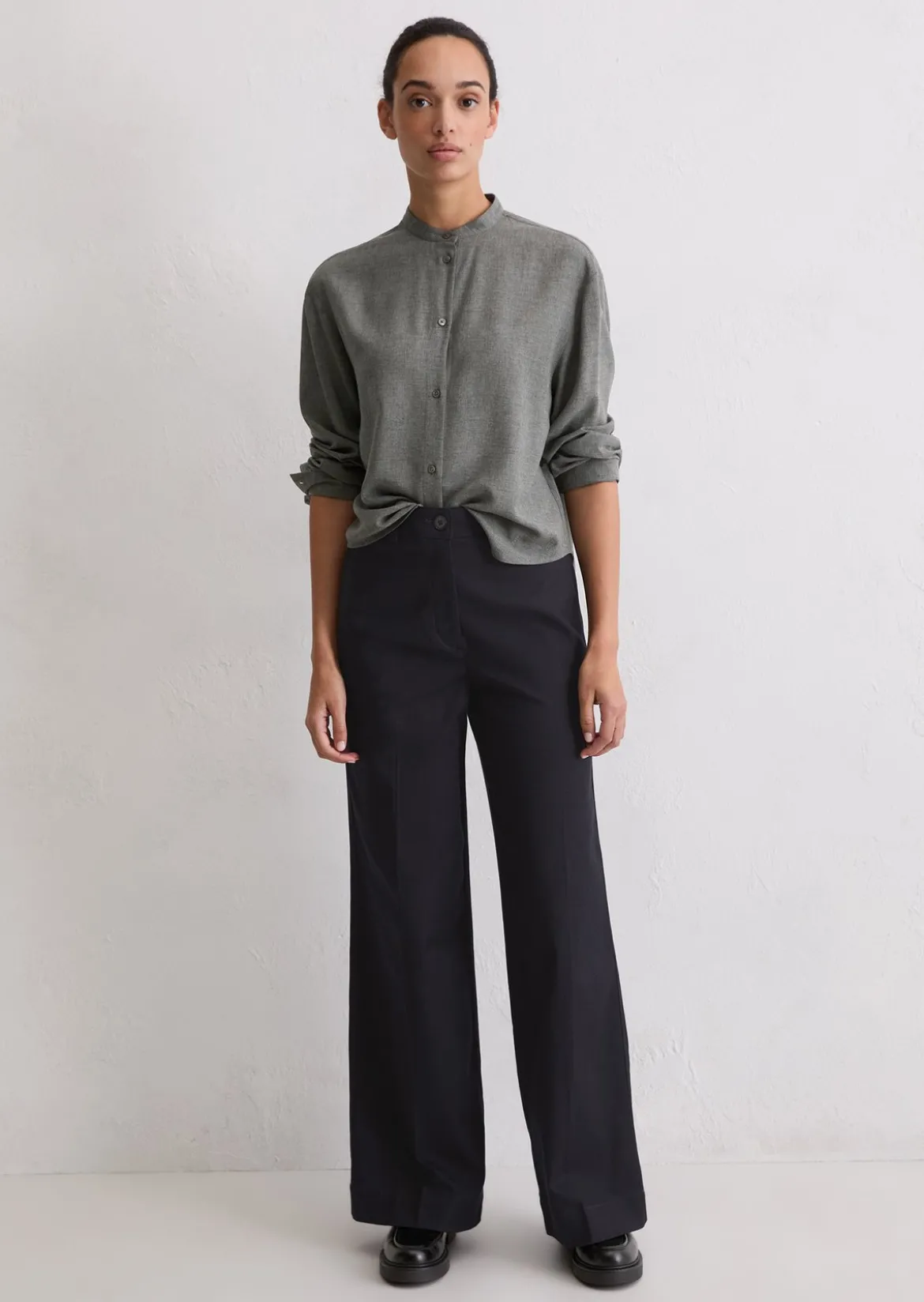 Bluse relaxed cropped aus Viskose-Twill