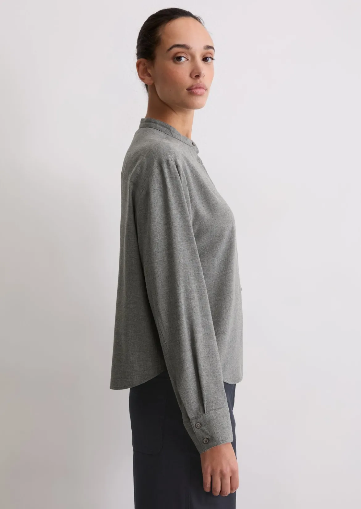 Bluse relaxed cropped aus Viskose-Twill
