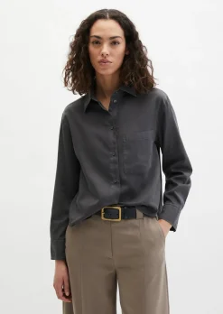 Bluse relaxed cropped aus Baumwoll-Satin