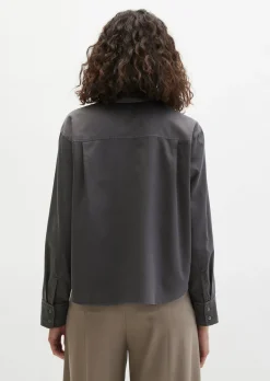 Bluse relaxed cropped aus Baumwoll-Satin