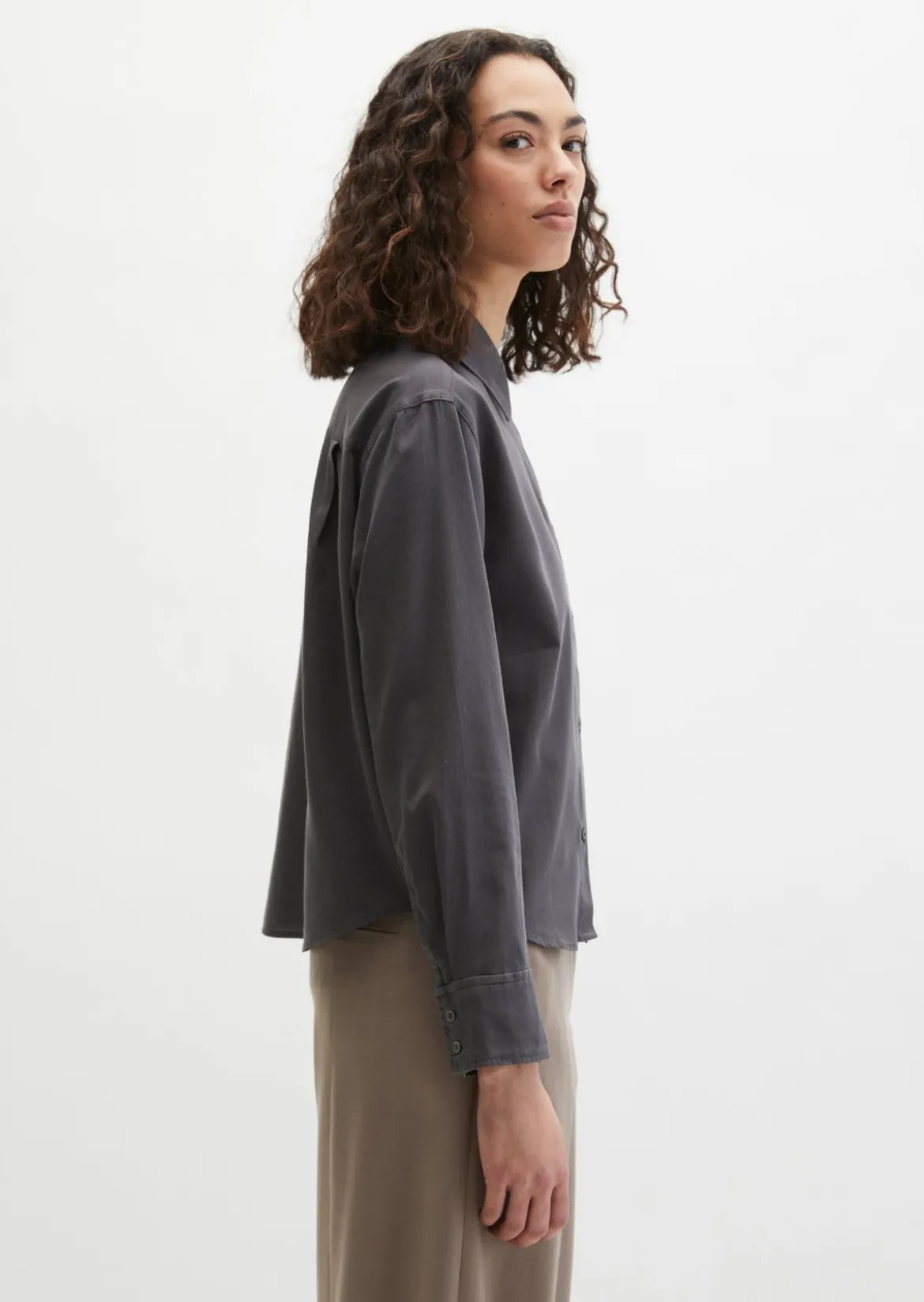 Bluse relaxed cropped aus Baumwoll-Satin