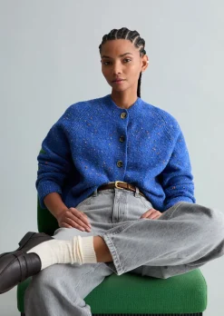Bouclé-Cardigan relaxed aus Schurwolle-Viskose-Mix