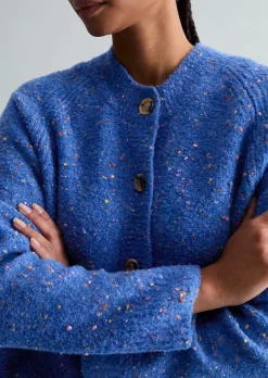Bouclé-Cardigan relaxed aus Schurwolle-Viskose-Mix
