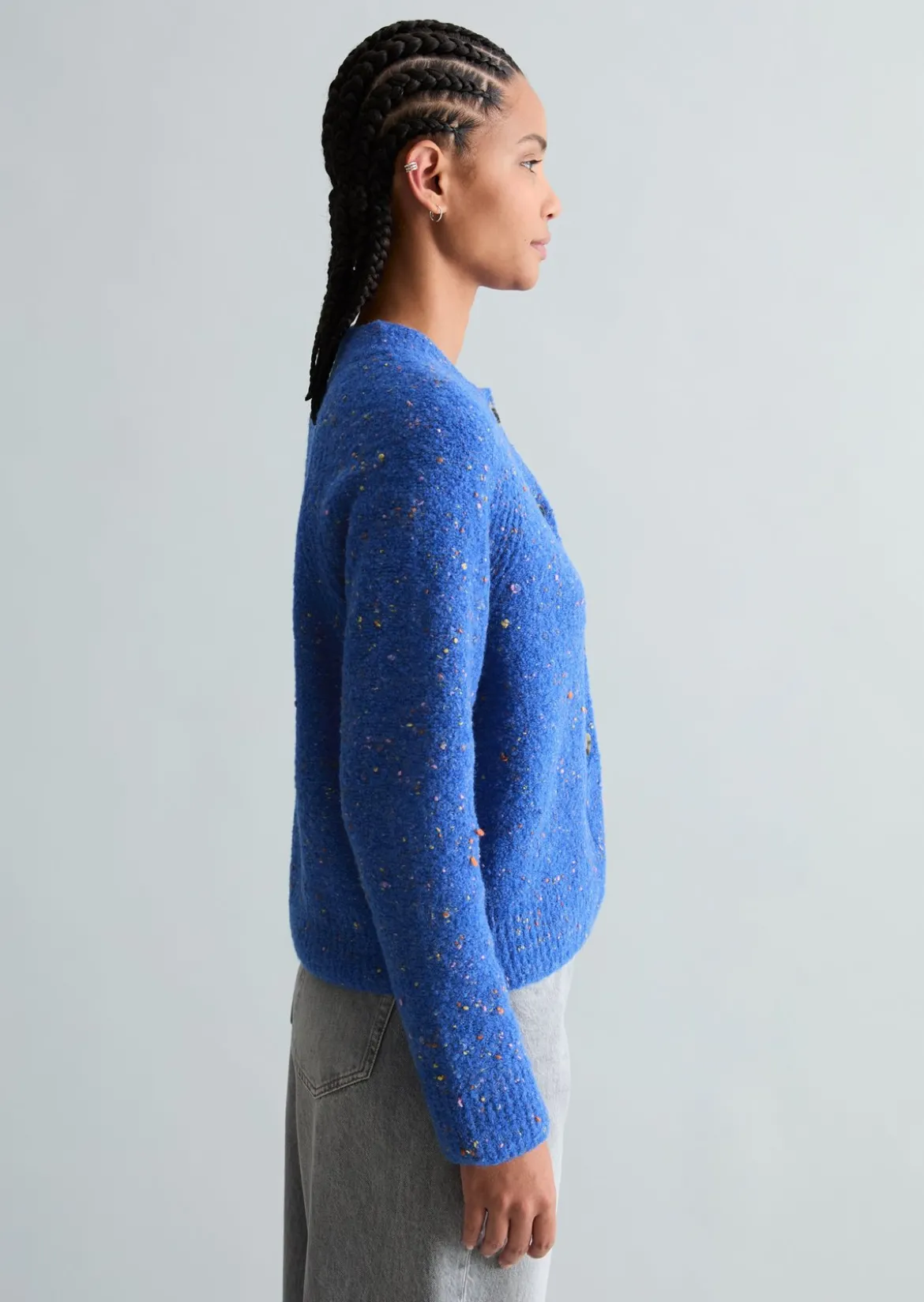 Bouclé-Cardigan relaxed aus Schurwolle-Viskose-Mix