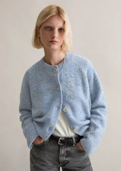 Bouclé-Cardigan relaxed aus Schurwolle-Viskose-Mix