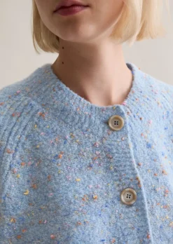 Bouclé-Cardigan relaxed aus Schurwolle-Viskose-Mix