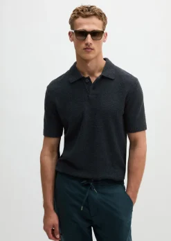 Bouclé-Poloshirt regular aus weichem Bio-Baumwoll-Mix