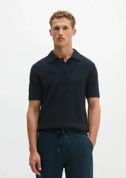 Bouclé-Poloshirt regular aus weichem Bio-Baumwoll-Mix