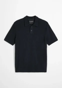 Bouclé-Poloshirt regular aus weichem Bio-Baumwoll-Mix