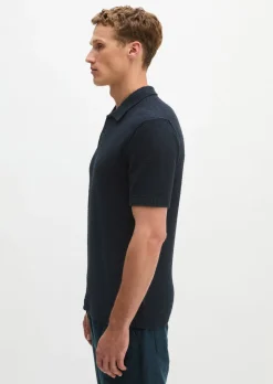 Bouclé-Poloshirt regular aus weichem Bio-Baumwoll-Mix