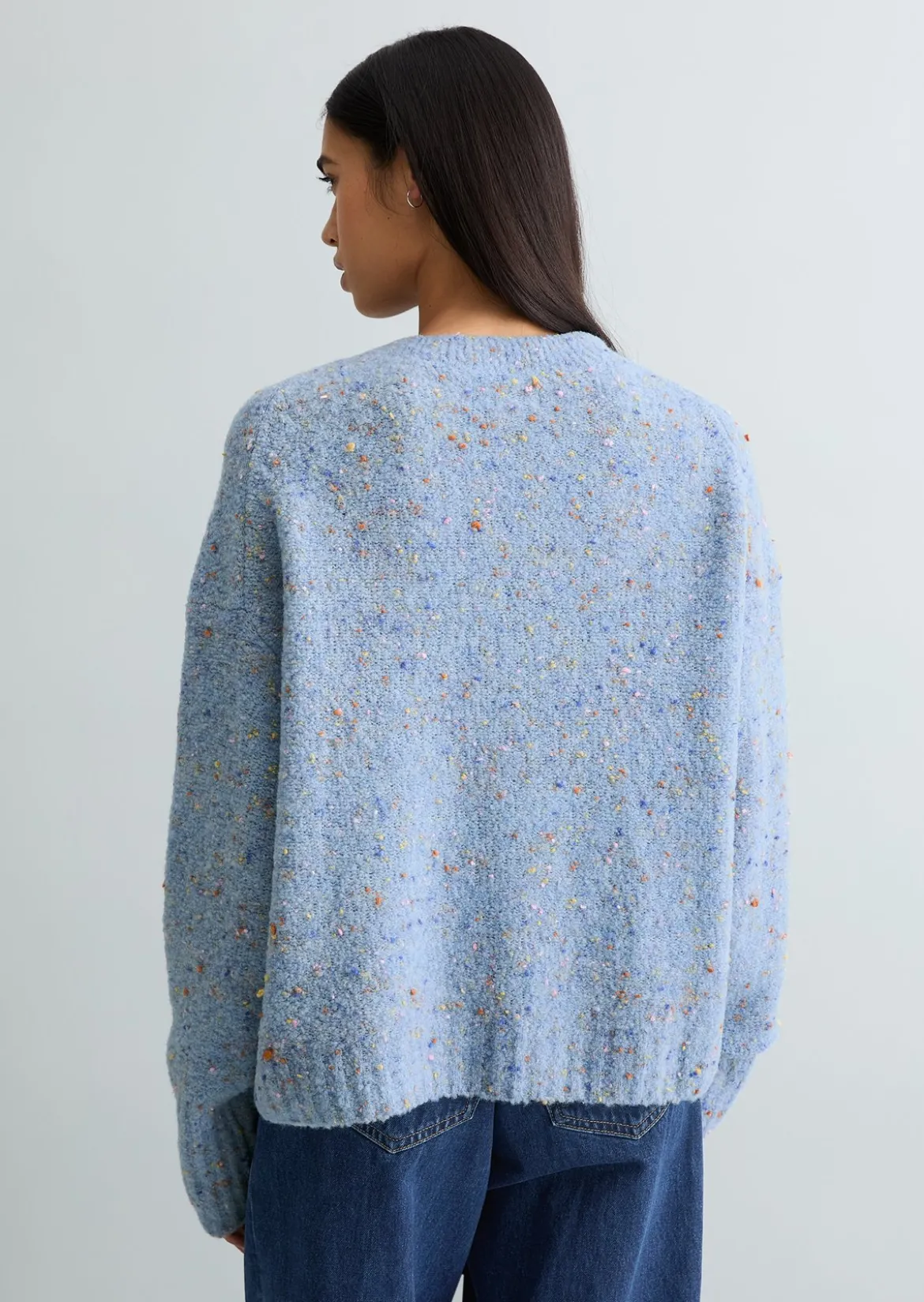 Bouclé-Pullover oversize aus Schurwolle-Viskose-Mix