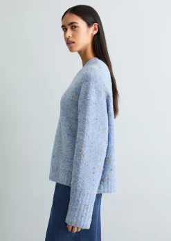 Bouclé-Pullover oversize aus Schurwolle-Viskose-Mix