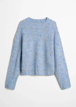 Bouclé-Pullover oversize aus Schurwolle-Viskose-Mix