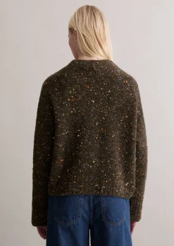 Bouclé-Pullover oversize aus Schurwolle-Viskose-Mix