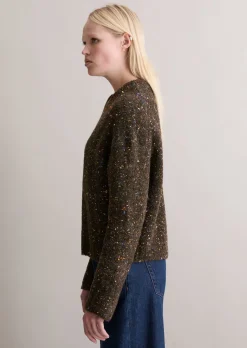 Bouclé-Pullover oversize aus Schurwolle-Viskose-Mix