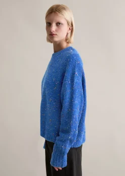 Bouclé-Pullover oversize aus Schurwolle-Viskose-Mix