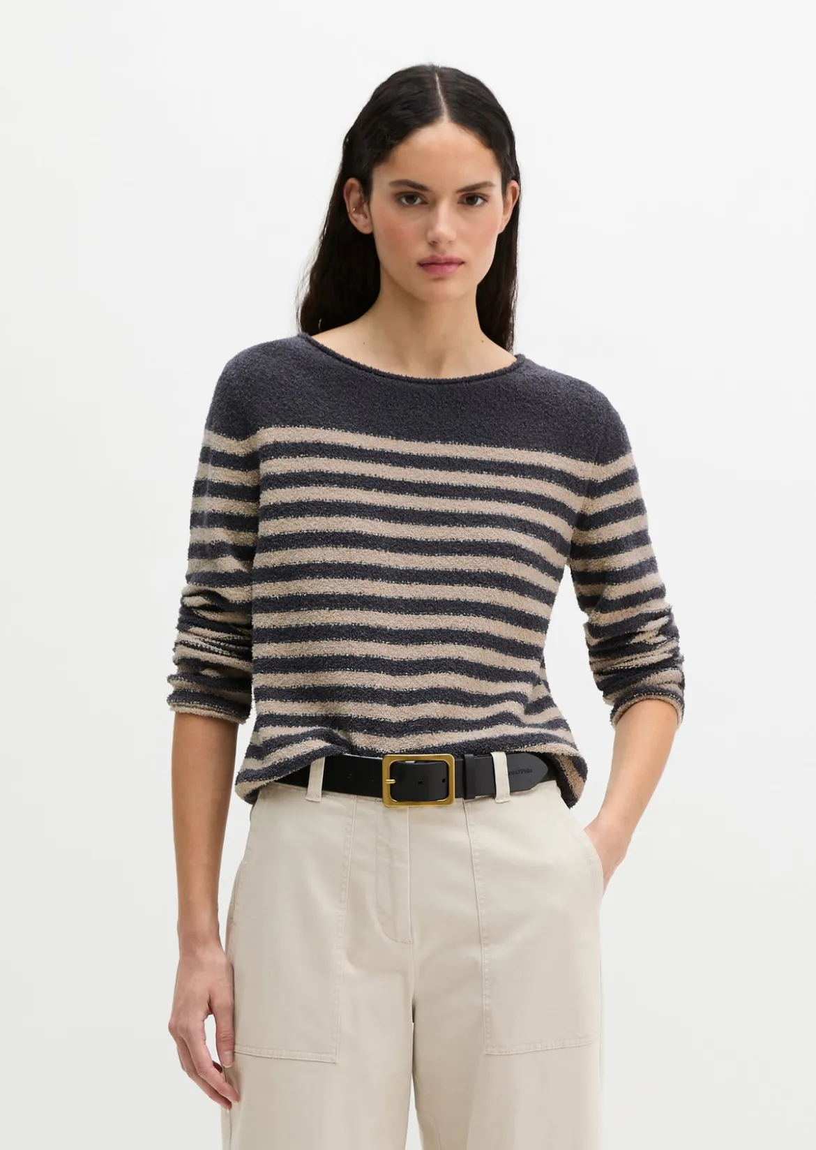 Bouclé-Pullover regular aus Organic Cotton-Mix