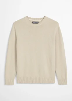 Bouclé-Pullover regular aus Bio-Baumwoll-Mix