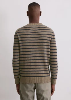 Bouclé-Pullover regular aus gestreiftem Bio-Baumwoll-Mix