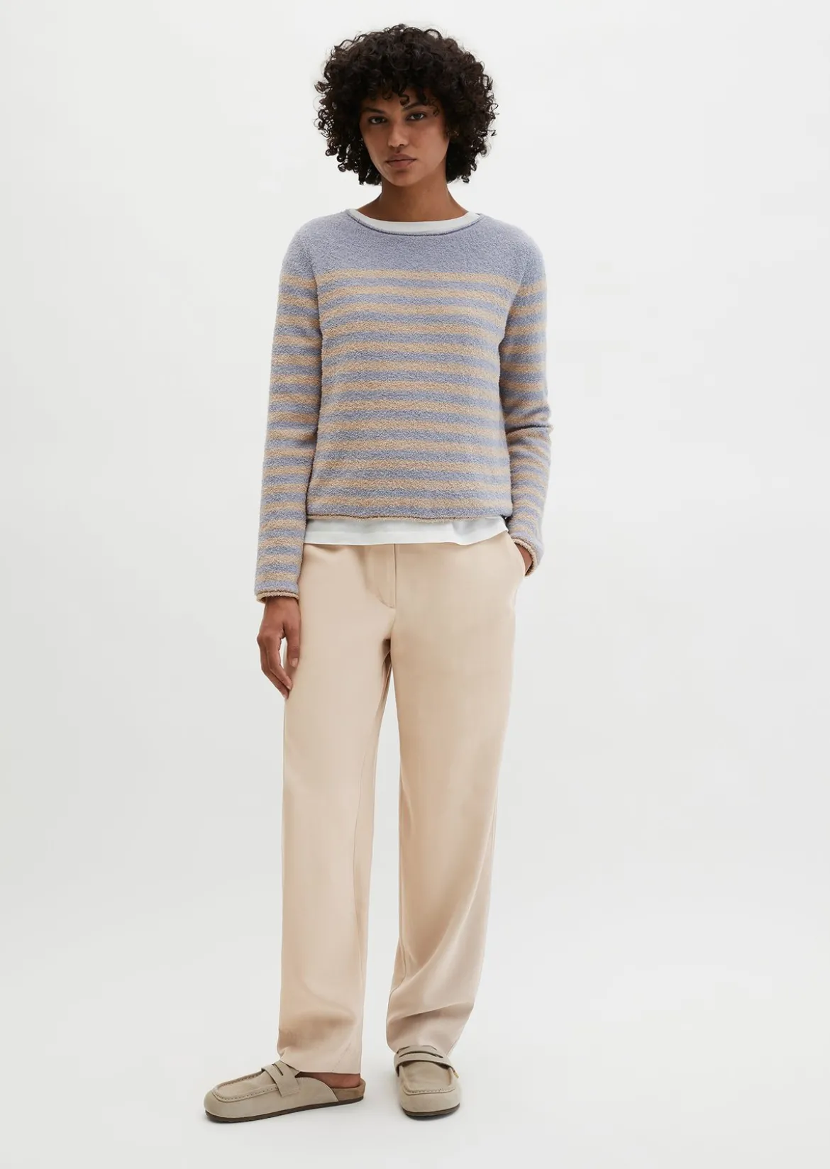 Bouclé-Pullover regular aus Organic Cotton-Mix