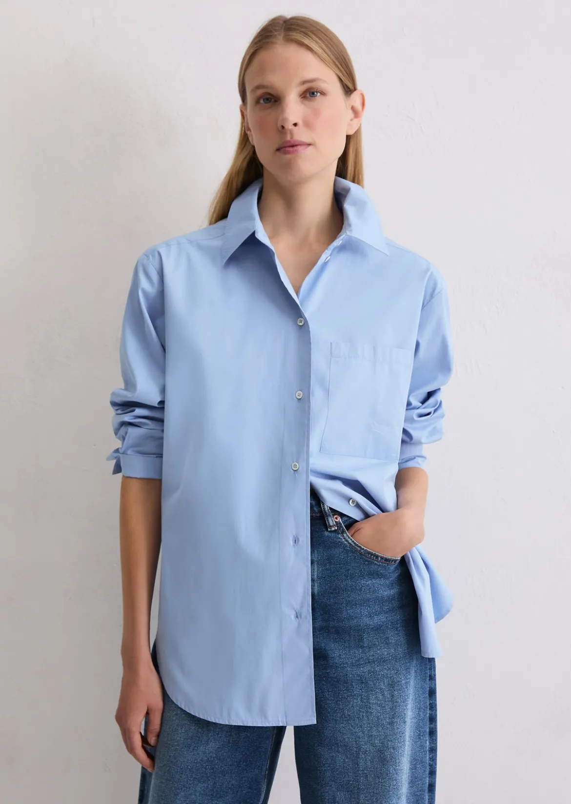 Boyfriend Bluse aus Baumwoll-Premium-Popeline