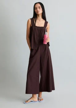 Broderie-Anglaise-Hose wide aus reiner Bio-Baumwolle