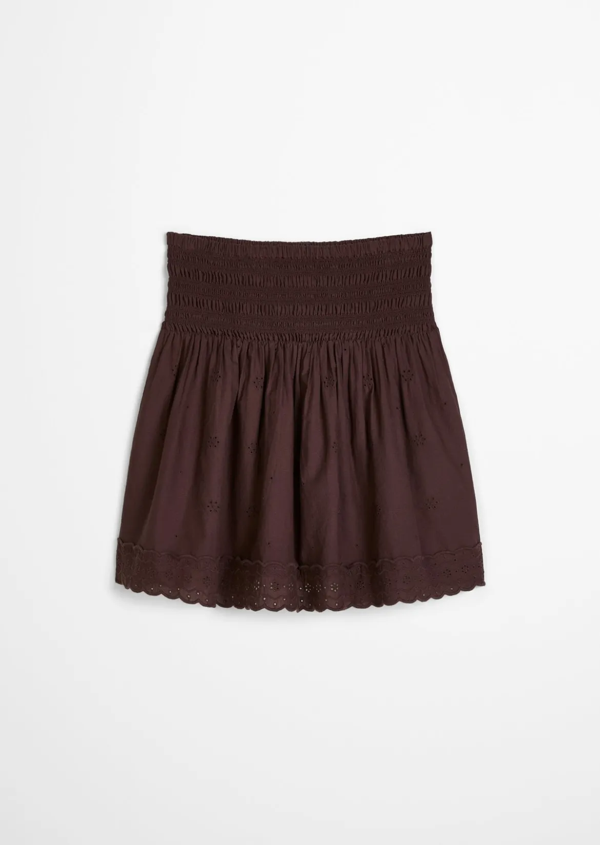 Broderie-Anglaise-Minirock flared aus reiner Bio-Baumwolle